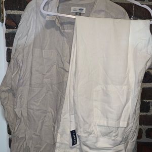 Old Navy Linen Pant Suit xxl/xl Stone /White NWT